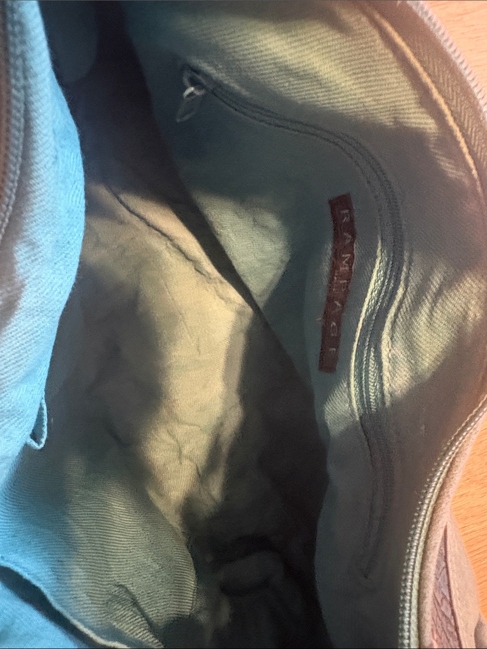 VTG Y2K Rampage Teal Suede Hobo with Croc-Embossed Panels - Picture 3 of 4